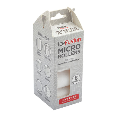 8-pack of 2-inch Ice Fusion Micro Paint Roller sleeves for a smooth finish on various surfaces.