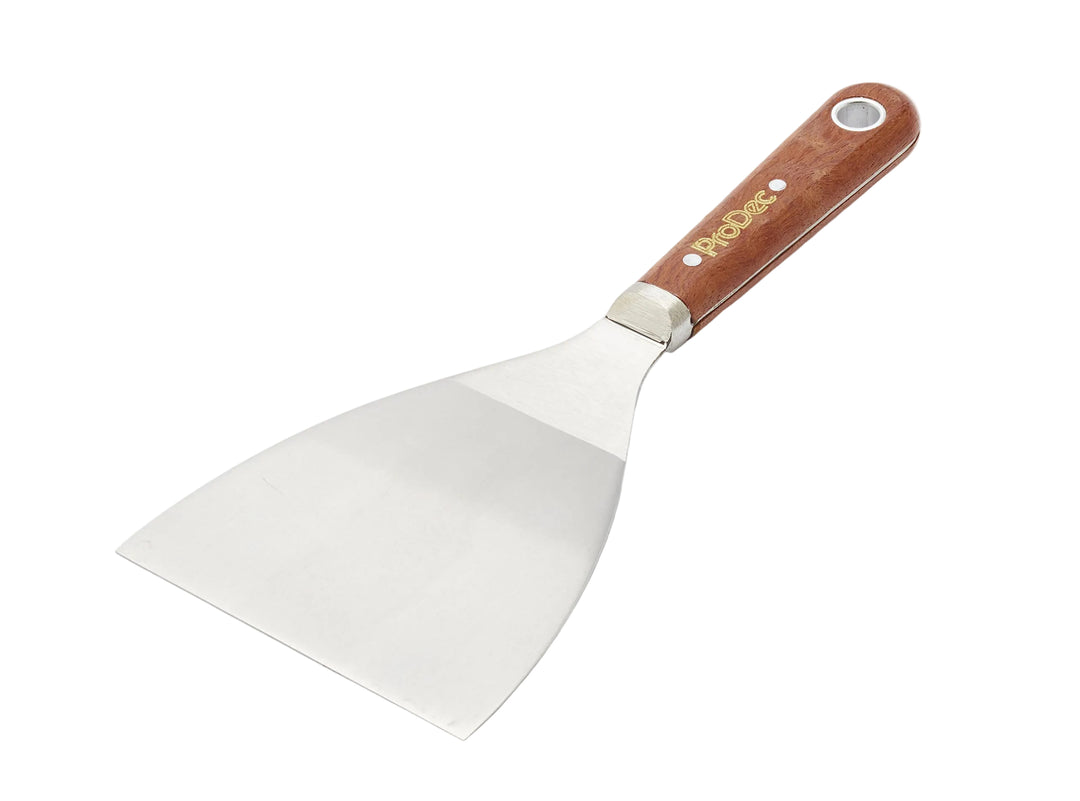 4 inch scale tang paint scraper with ergonomic rosewood handle for decorators.