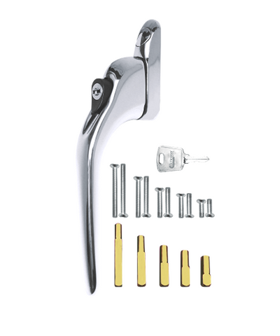 Chrome ASEC Multi-Spindle Espag Window Handle Repair Kit, universal fit for UPVC double glazing.