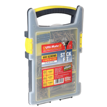 Ulti-Mate Stick-Fit Woodscrews - Site Case Assortment (600 Screws)