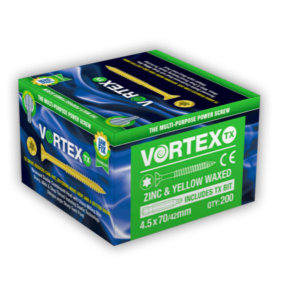 Vortex Professional Wood Screws (Zinc & Yellow)