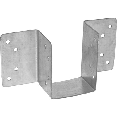 A silver-colored metal joist hanger with multiple nail points for fixing.